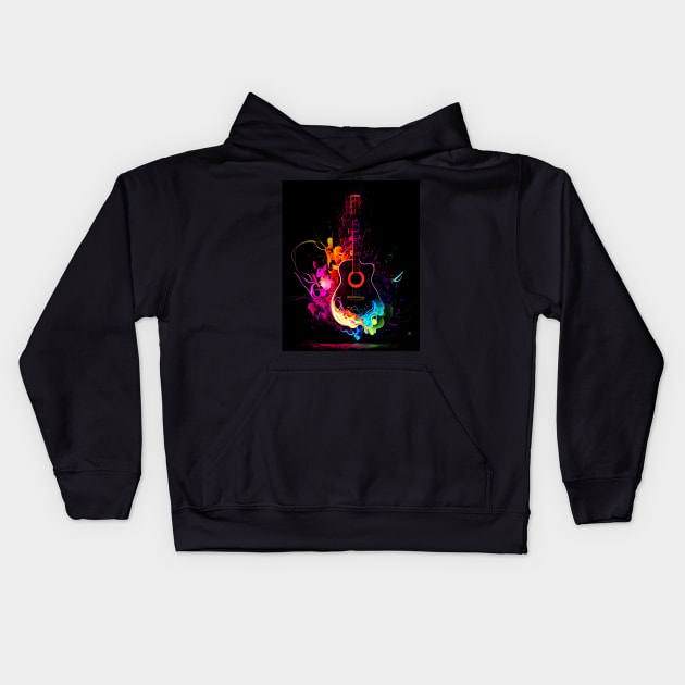 Gitar Neon Explosion Kids Hoodie by KOTOdesign